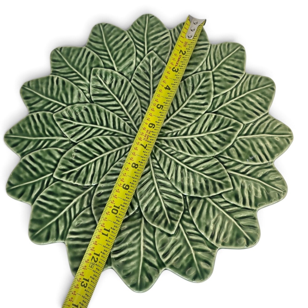 Bordallo Pinheiro Lemon Leaf 13" Charger Plate Chop Platter Portugal Majolica - Picture 4 of 8